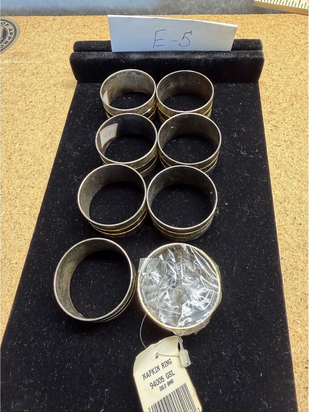 7 Vintage Napkin Rings Gold Band 94005 GSL Table Decor Lot Storage E-5